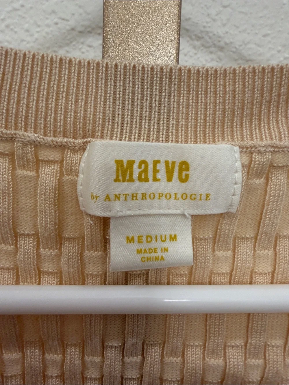MAEVE by Anthropologie Sheer-Sleeve V-Neck Knit Top in Cream
